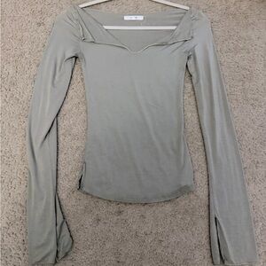 Joah Brown Light Gray Long Sleeve Top